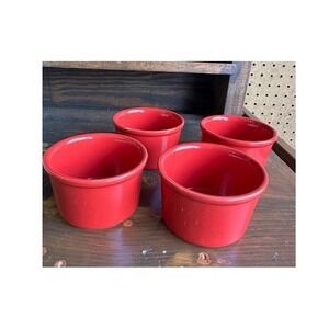 Chantal Red Ceramic Ramekins Set of 4 1 Cup 8oz Souffle Bowls 93-RM08